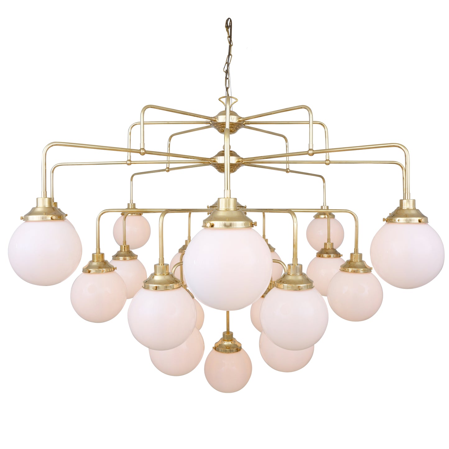 Rome Mid-Century Four-Tier Globe Chandelier, 21-Light
