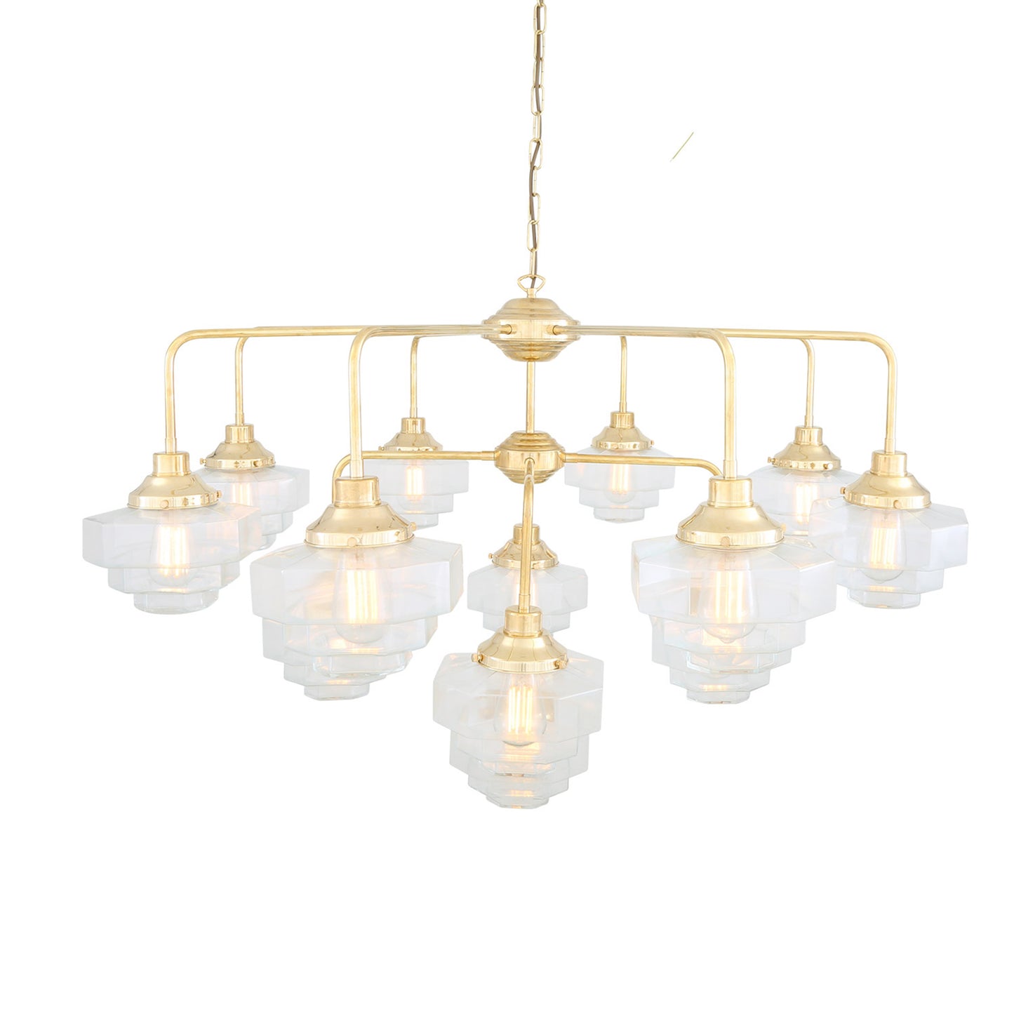 Siena Art Deco Three-Tier Brass Chandelier, 13-Light