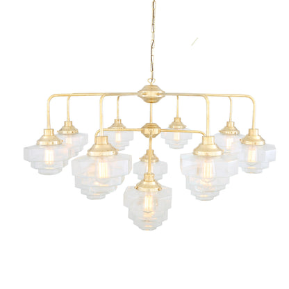 Siena Art Deco Three-Tier Brass Chandelier, 13-Light