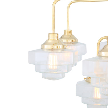 Siena Art Deco Three-Tier Brass Chandelier, 13-Light