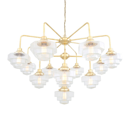 Siena Art Deco Three-Tier Brass Chandelier, 13-Light