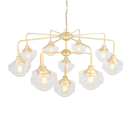 Siena Art Deco Three-Tier Brass Chandelier, 13-Light