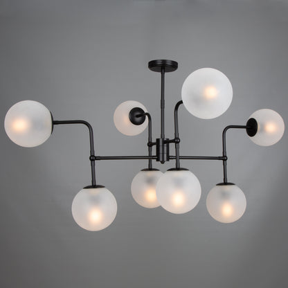 Oklahoma Glass Globe Chandelier, Eight Light