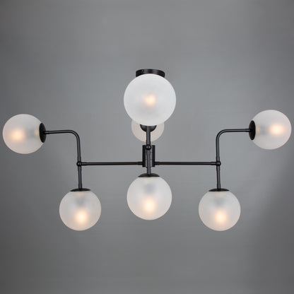 Oklahoma Glass Globe Chandelier, Eight Light