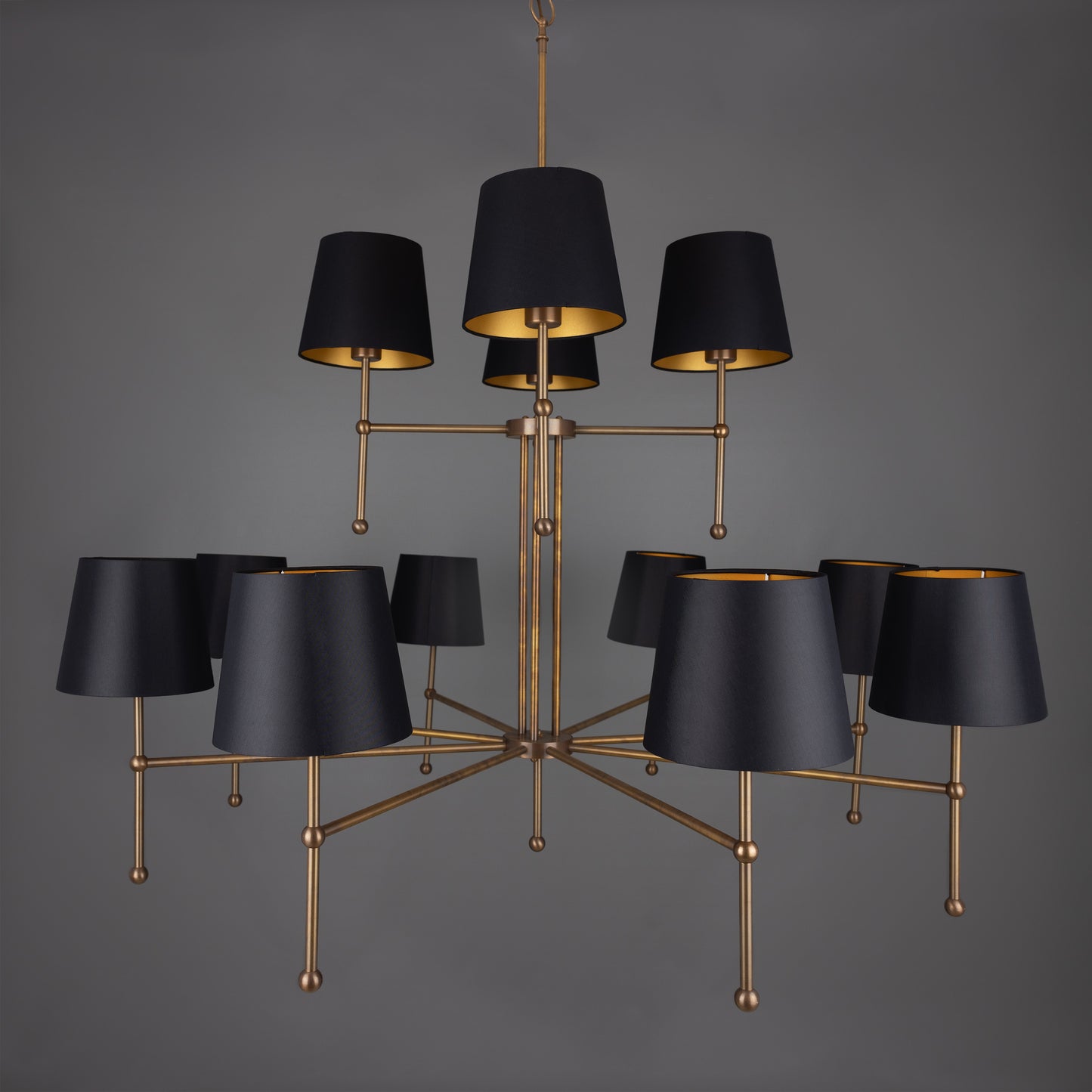 California Modern Brass Twelve-Arm Chandelier