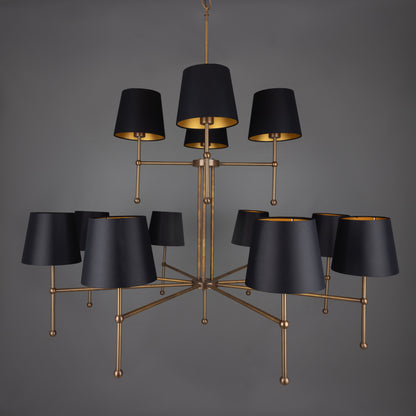 California Modern Brass Twelve-Arm Chandelier