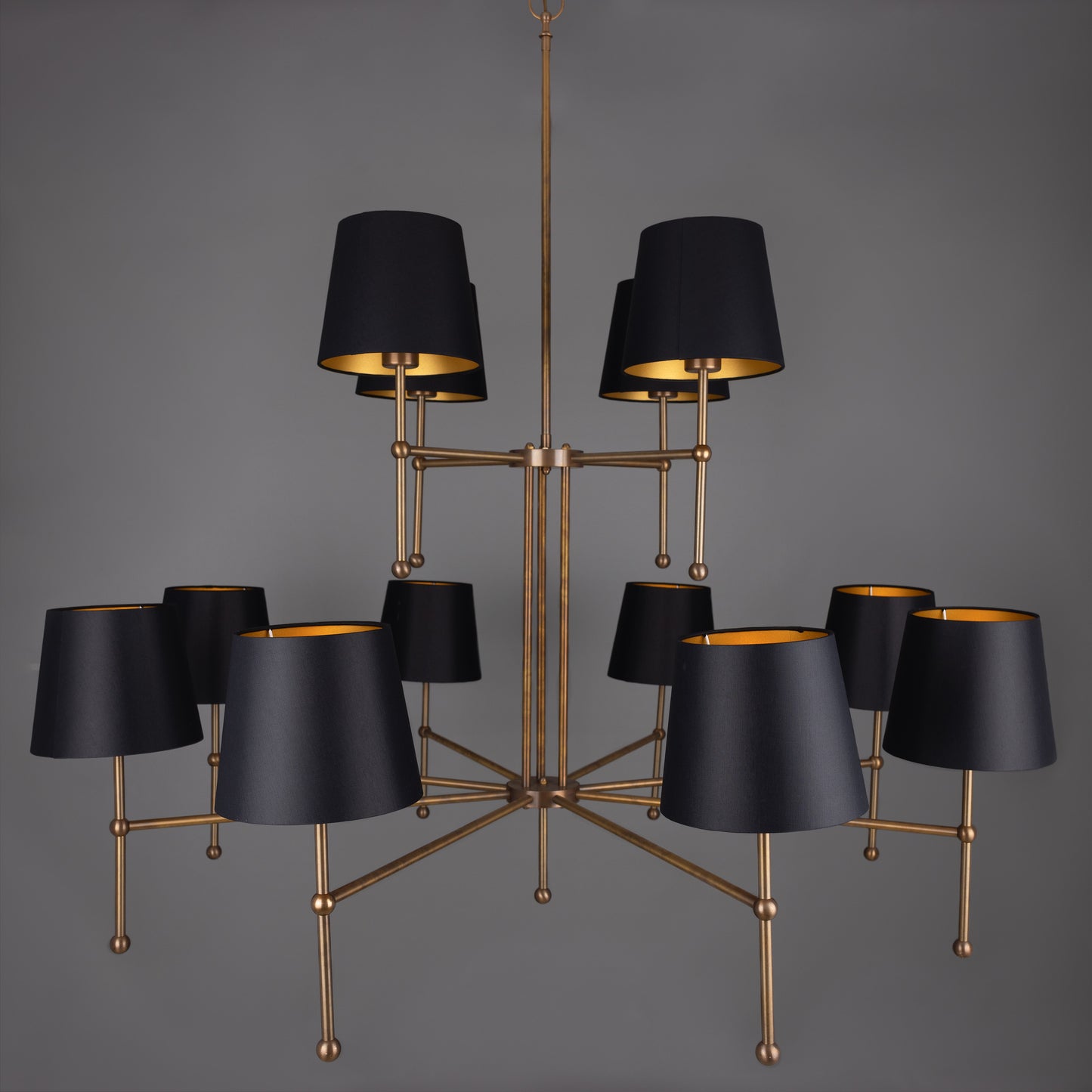 California Modern Brass Twelve-Arm Chandelier