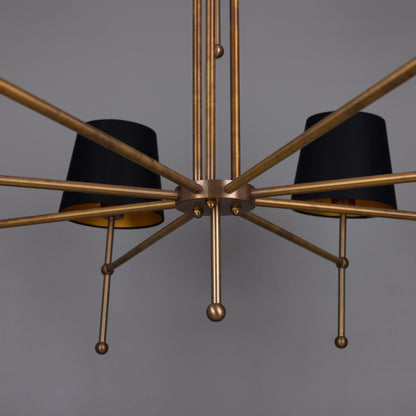 California Modern Brass Twelve-Arm Chandelier