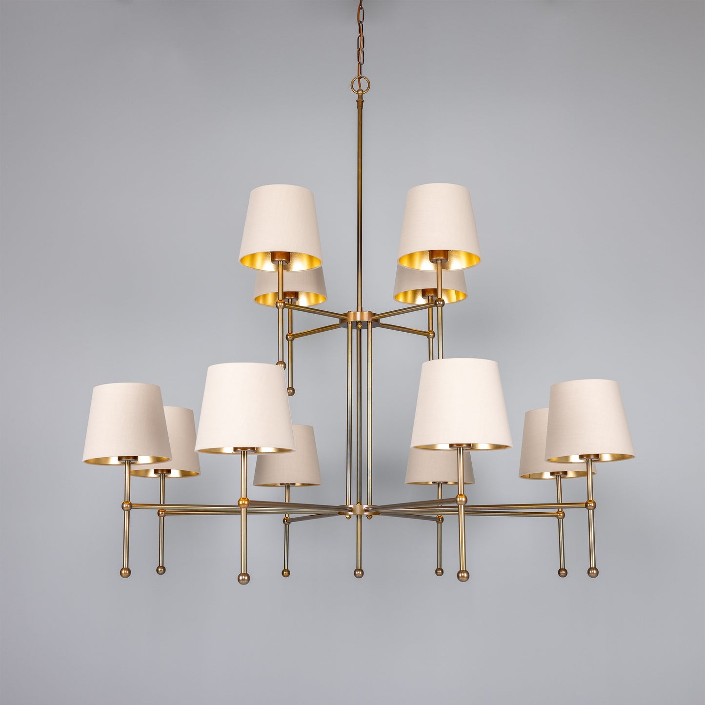California Modern Brass Twelve-Arm Chandelier