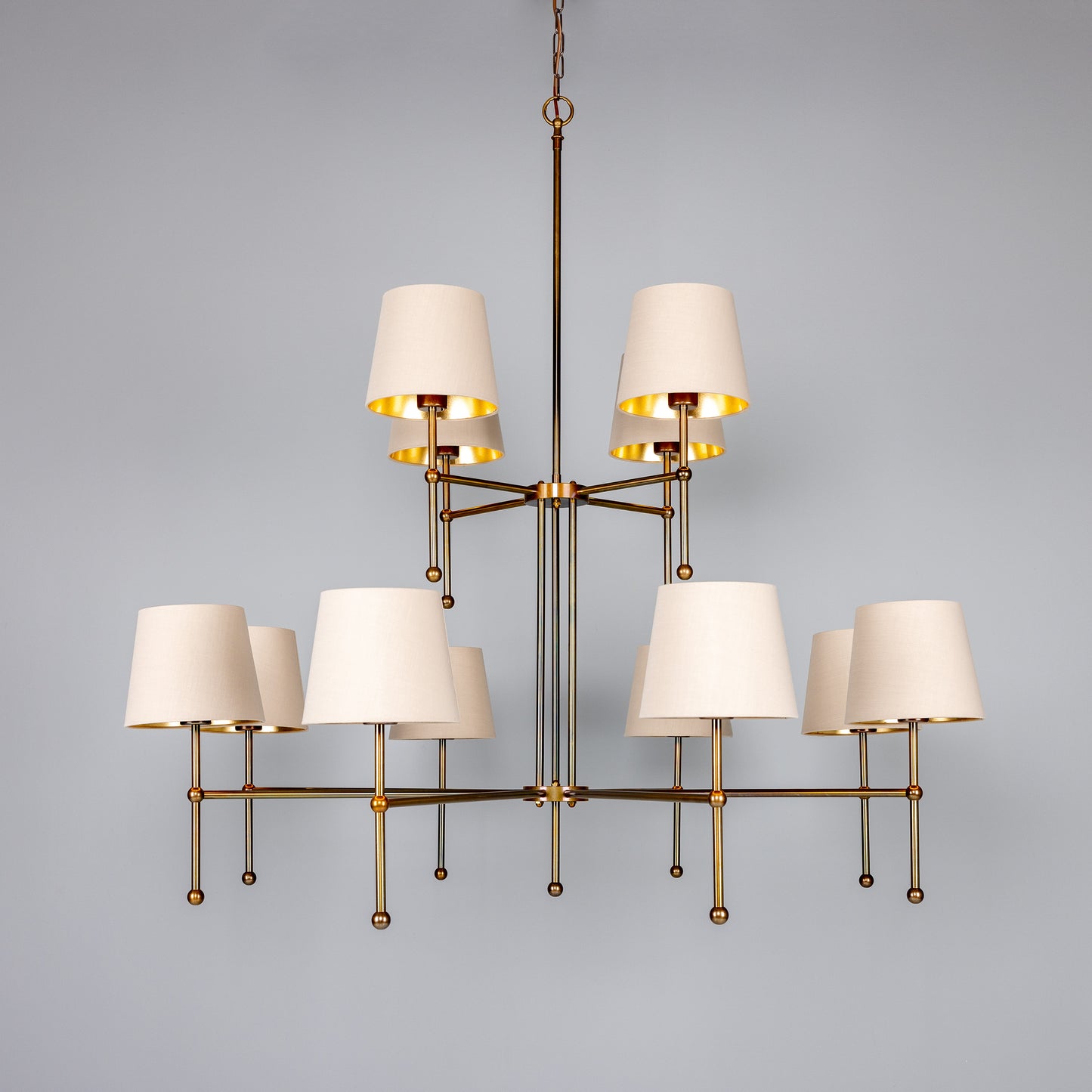 California Modern Brass Twelve-Arm Chandelier