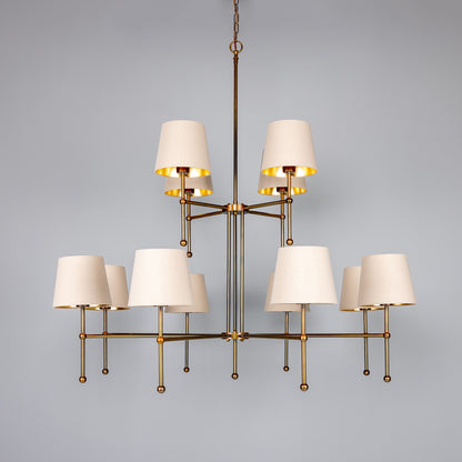 California Modern Brass Twelve-Arm Chandelier