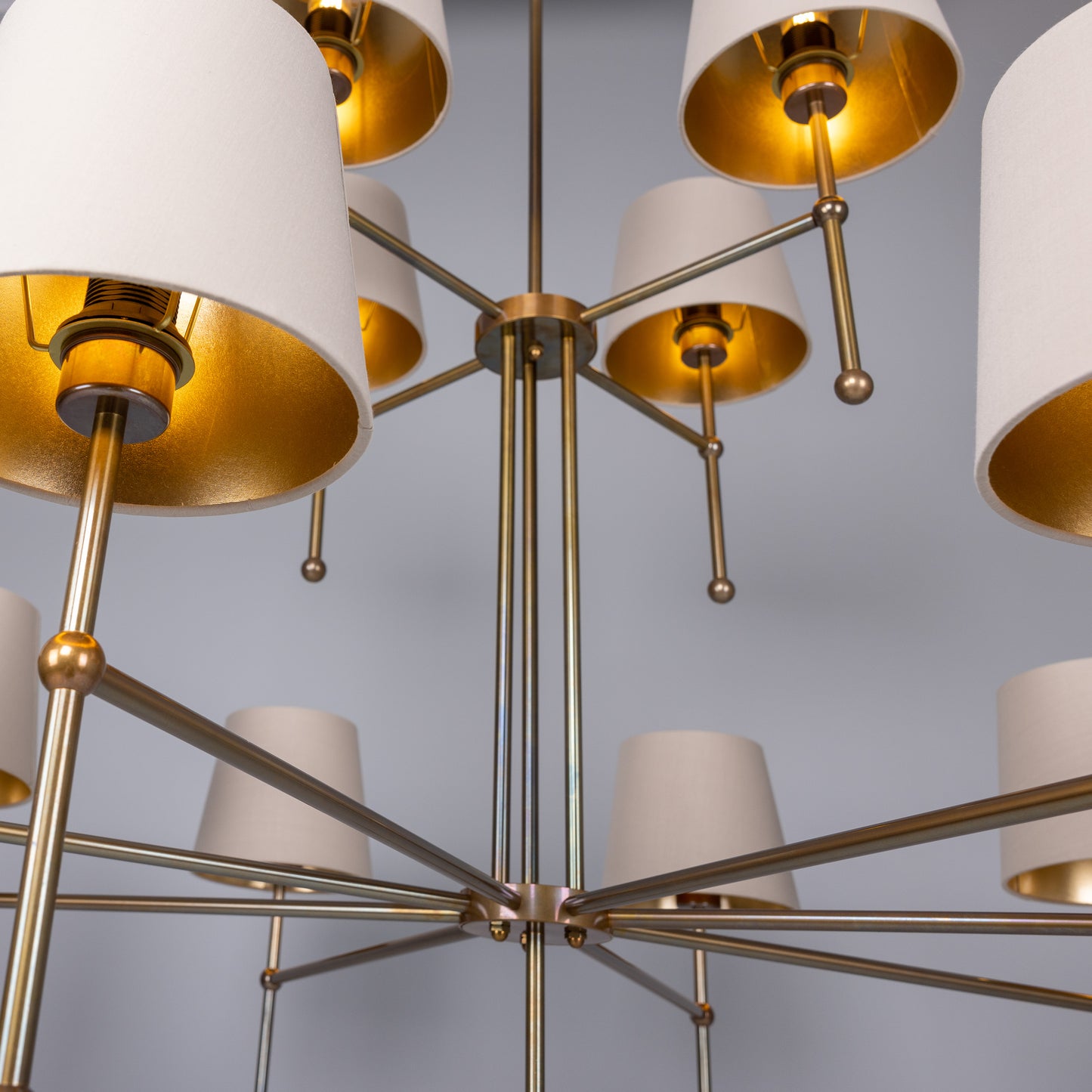 California Modern Brass Twelve-Arm Chandelier