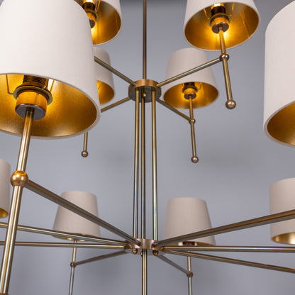 California Modern Brass Twelve-Arm Chandelier