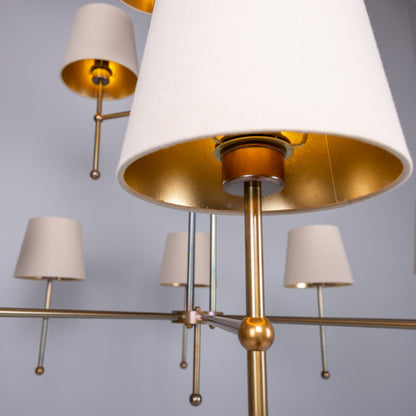 California Modern Brass Twelve-Arm Chandelier