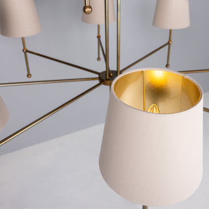 California Modern Brass Twelve-Arm Chandelier