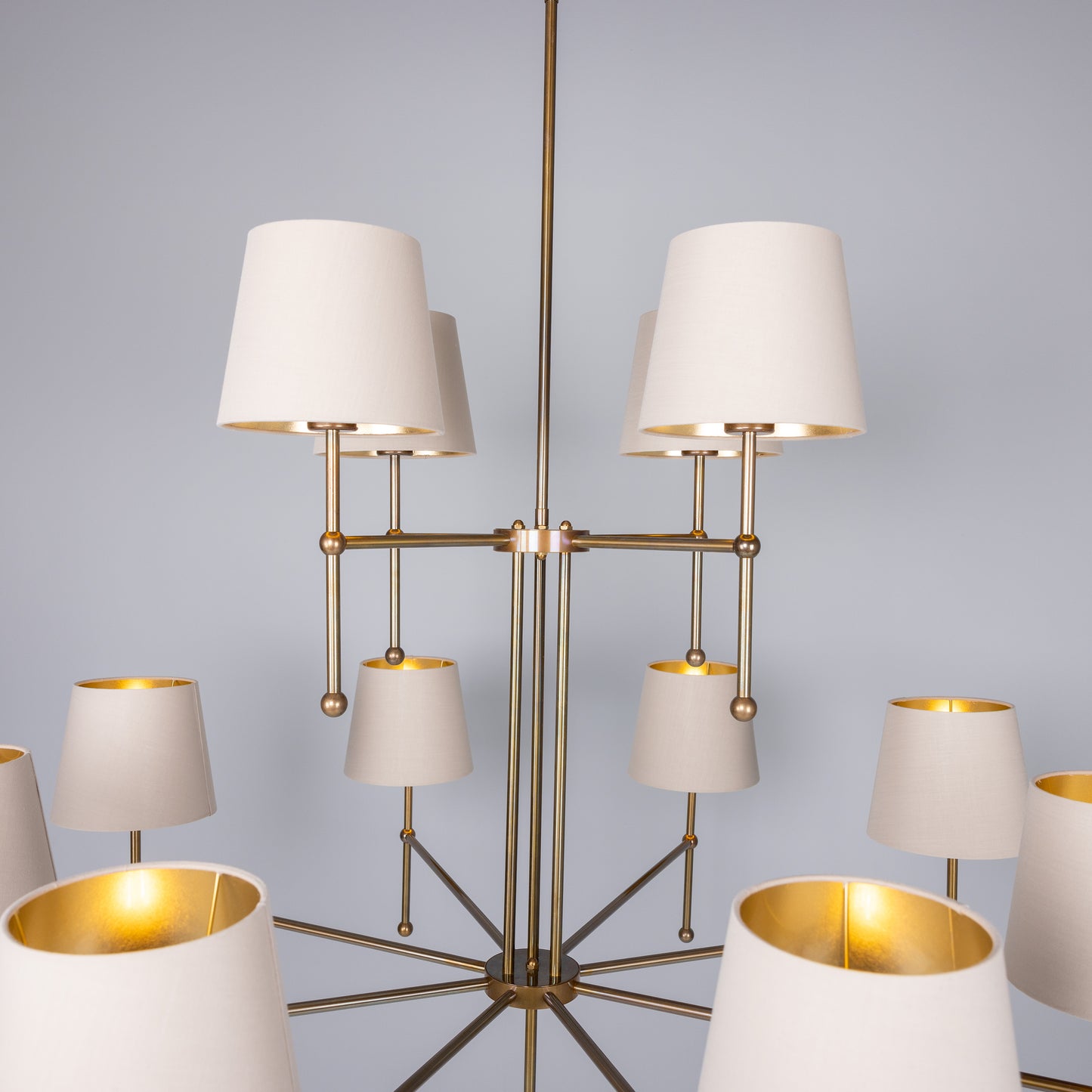 California Modern Brass Twelve-Arm Chandelier
