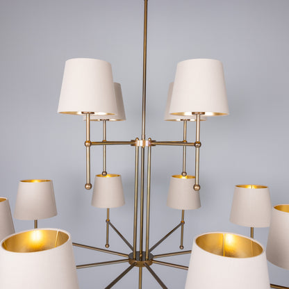 California Modern Brass Twelve-Arm Chandelier