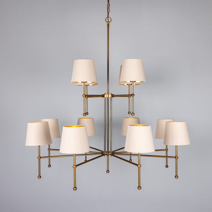 California Modern Brass Twelve-Arm Chandelier