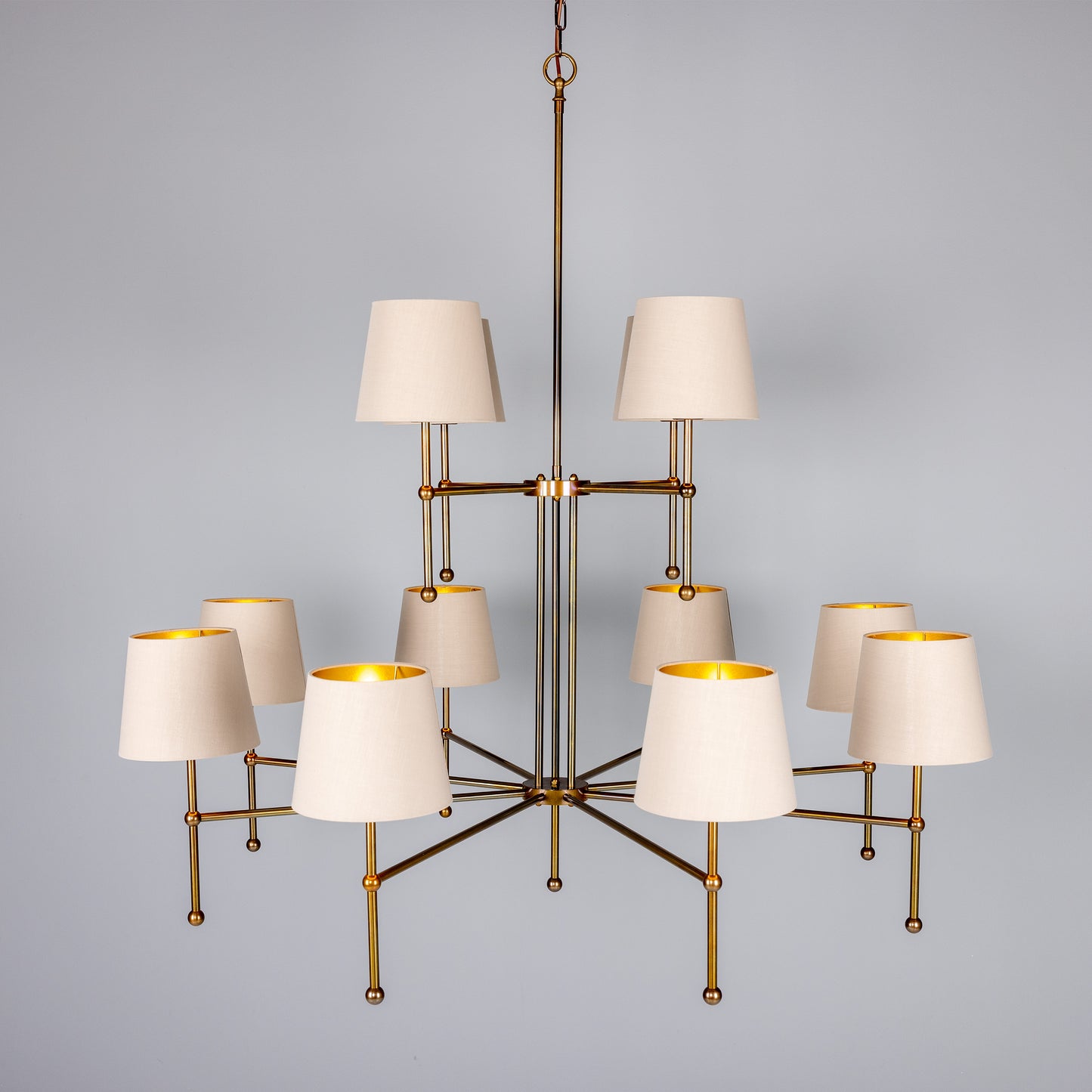 California Modern Brass Twelve-Arm Chandelier