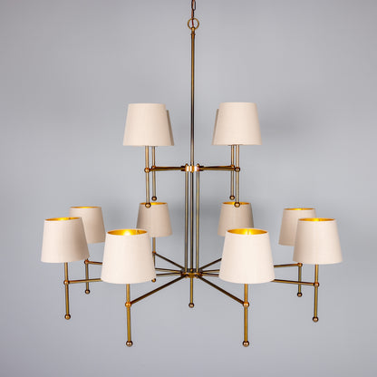California Modern Brass Twelve-Arm Chandelier