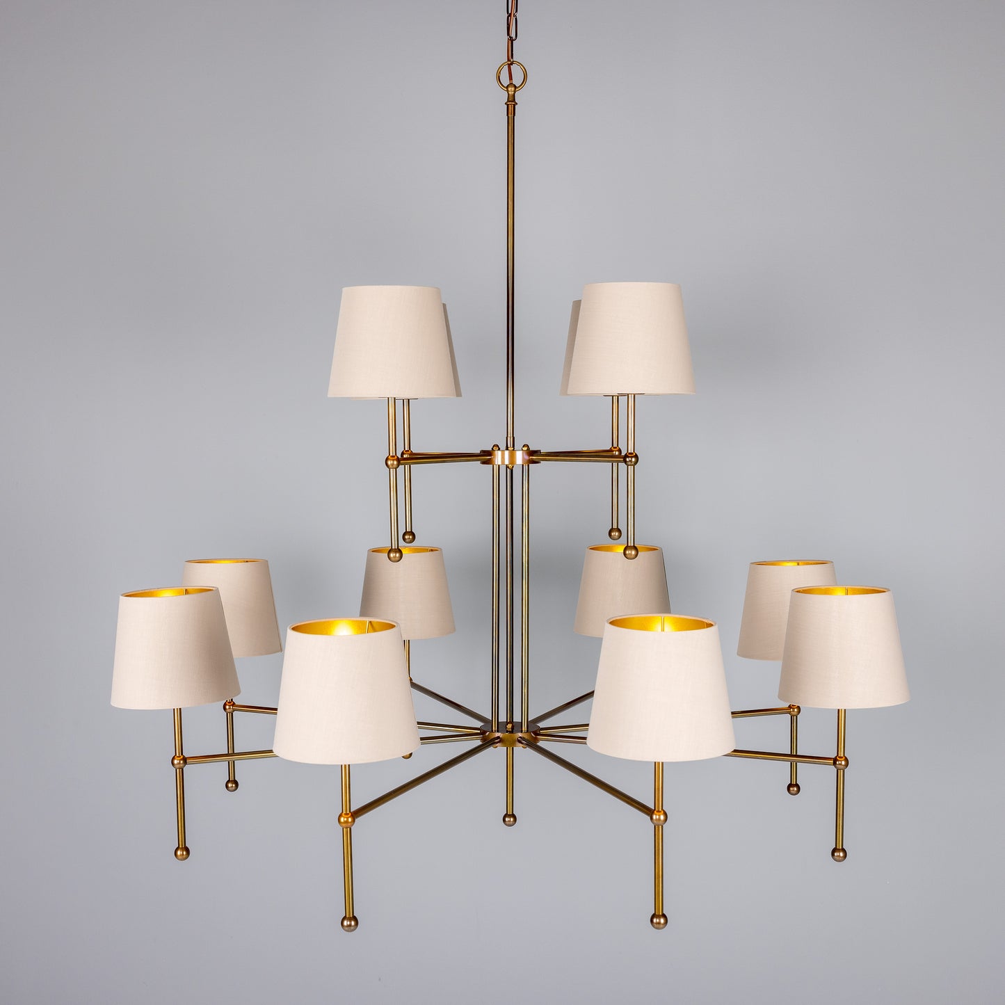 California Modern Brass Twelve-Arm Chandelier