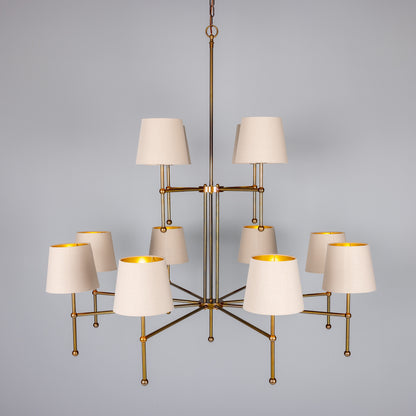 California Modern Brass Twelve-Arm Chandelier