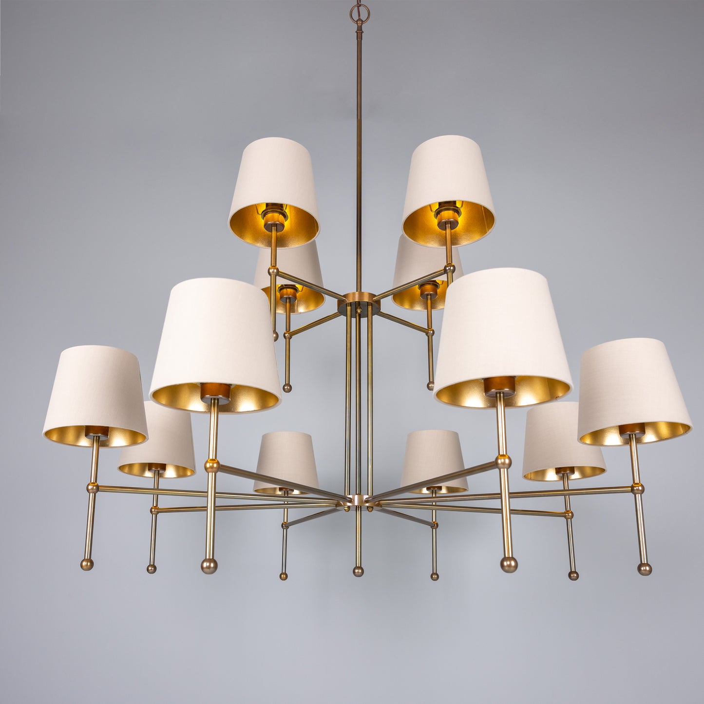 California Modern Brass Twelve-Arm Chandelier