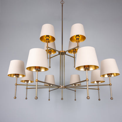 California Modern Brass Twelve-Arm Chandelier