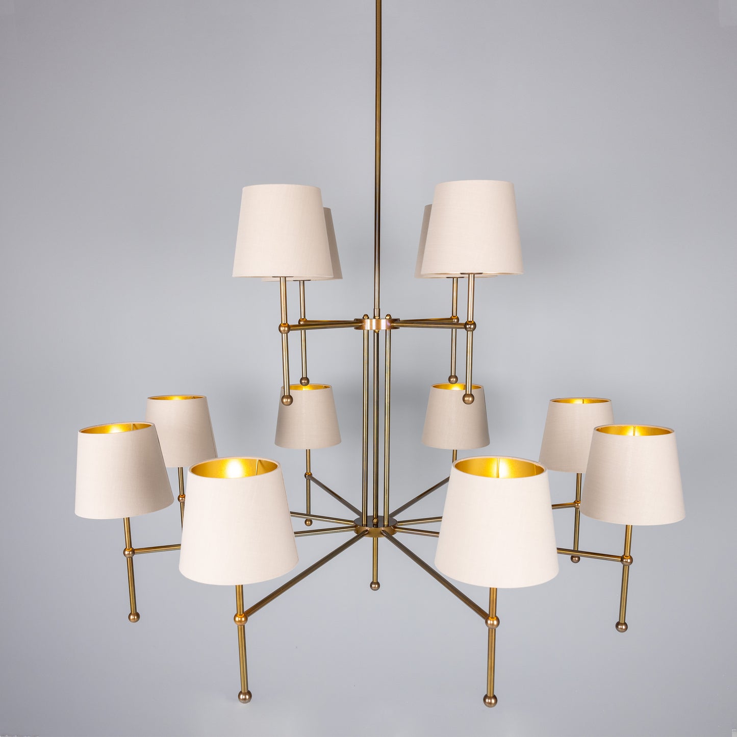 California Modern Brass Twelve-Arm Chandelier