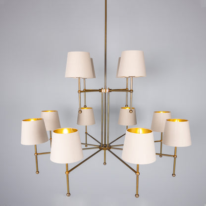 California Modern Brass Twelve-Arm Chandelier
