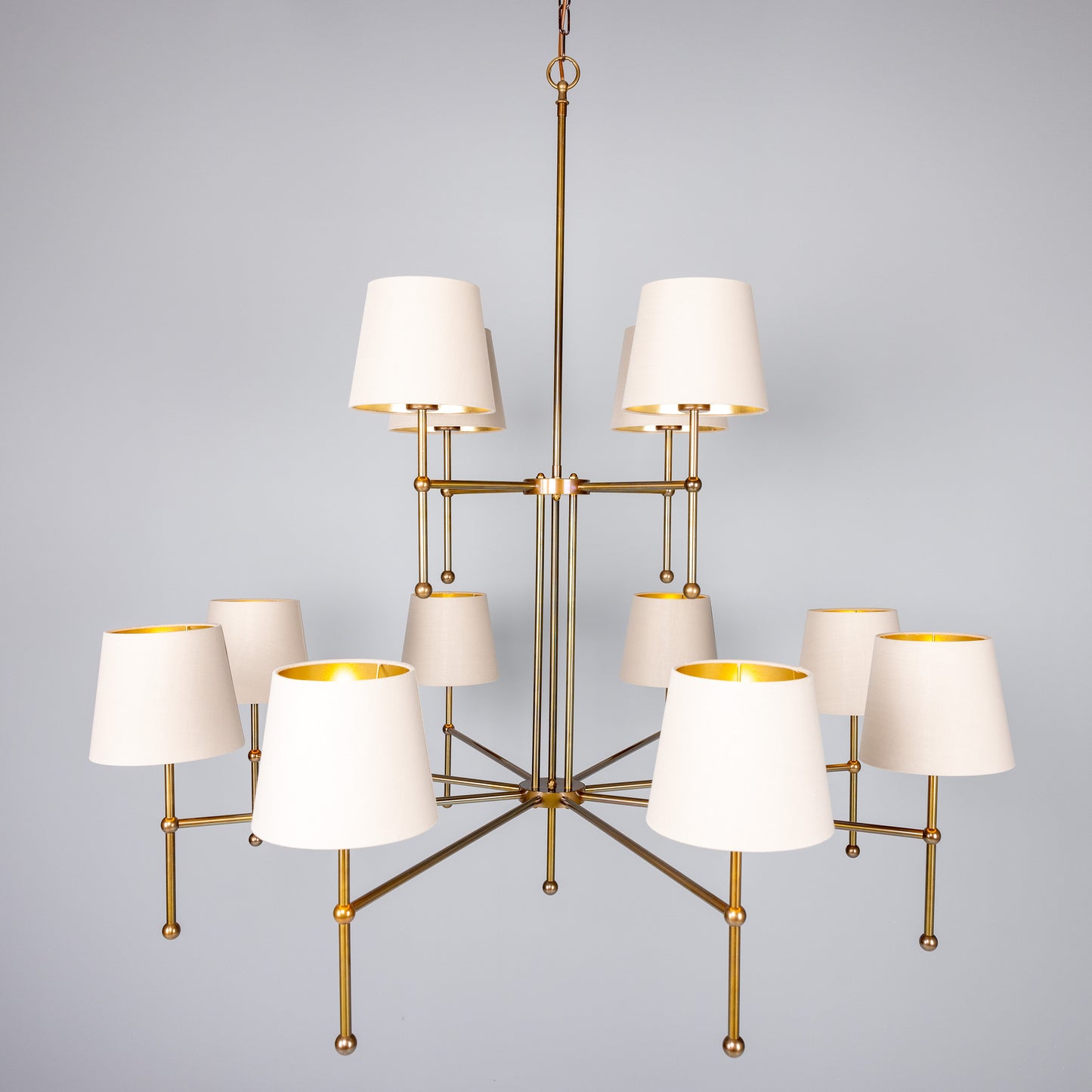 California Modern Brass Twelve-Arm Chandelier