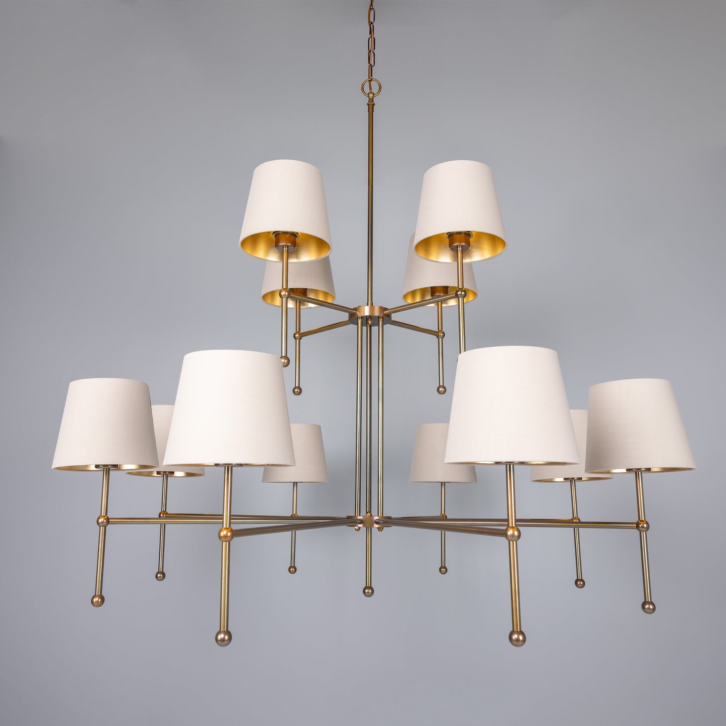 California Modern Brass Twelve-Arm Chandelier