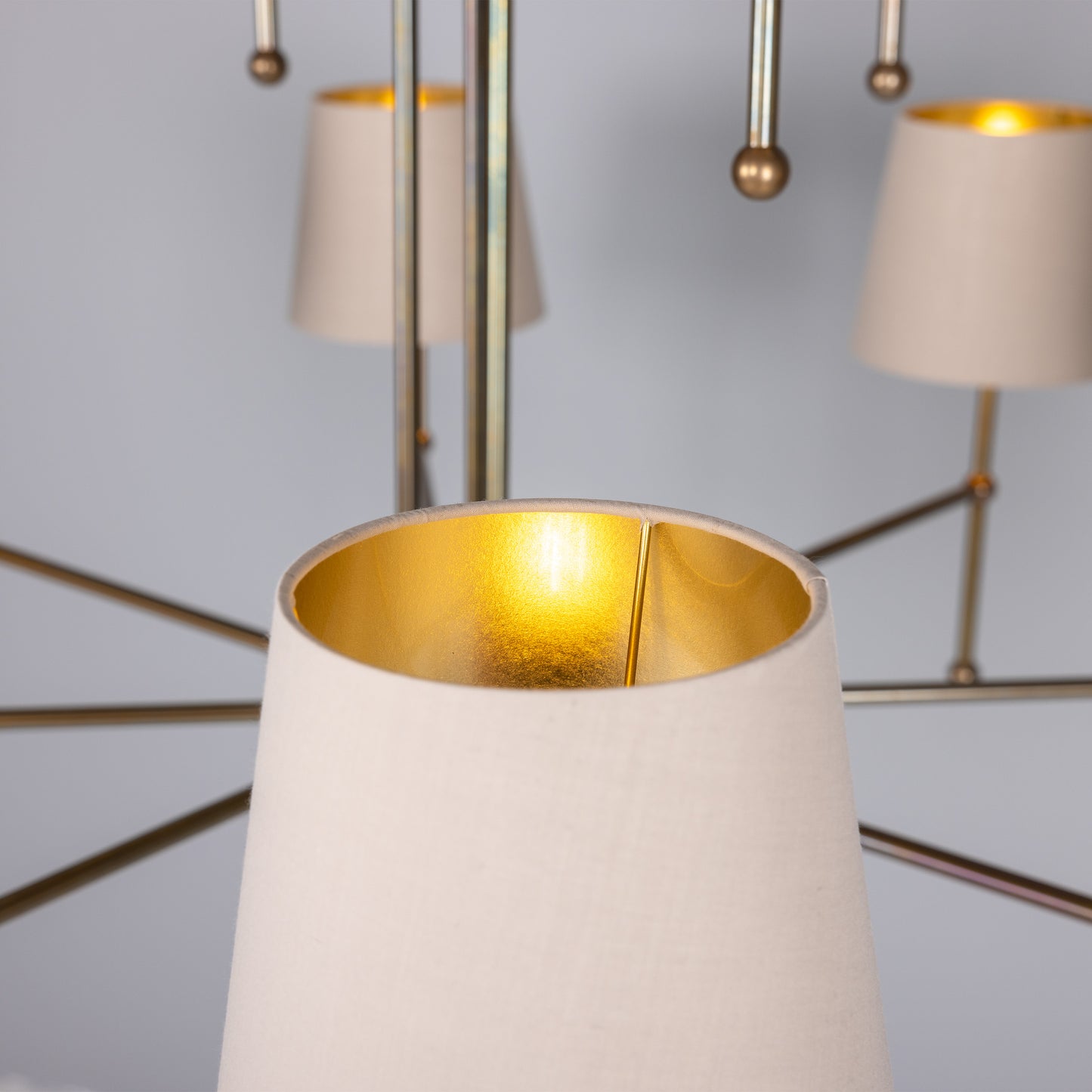California Modern Brass Twelve-Arm Chandelier