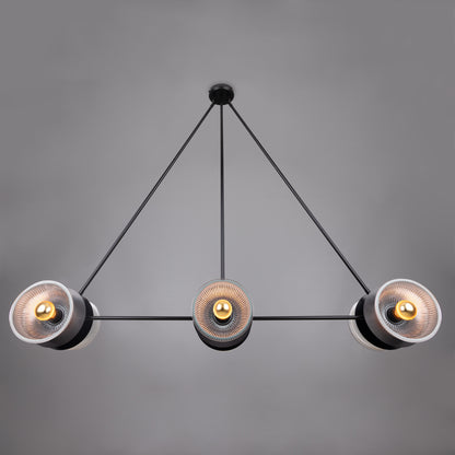 Eclipse Brass and Prismatic Glass Dish Chandelier