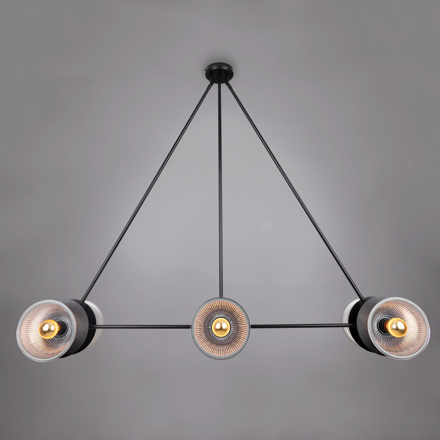 Eclipse Brass and Prismatic Glass Dish Chandelier