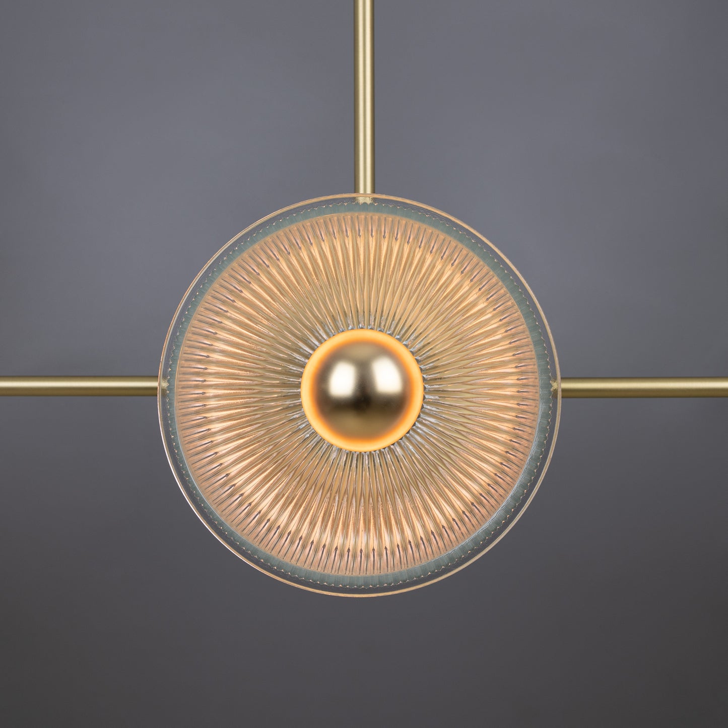 Eclipse Brass and Prismatic Glass Dish Chandelier