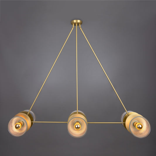 Eclipse Brass and Prismatic Glass Dish Chandelier