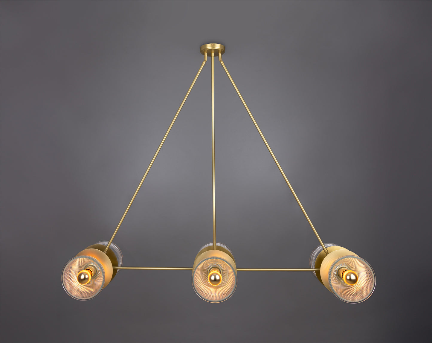 Eclipse Brass and Prismatic Glass Dish Chandelier