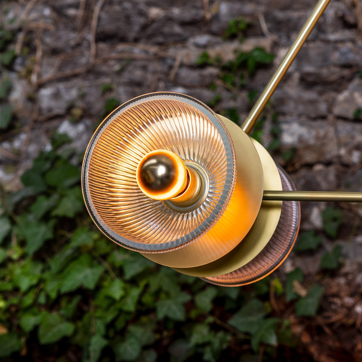 Eclipse Brass and Prismatic Glass Dish Chandelier