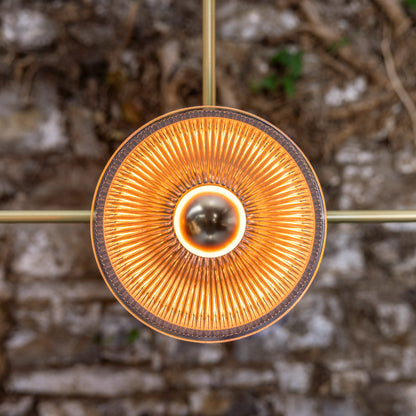 Eclipse Brass and Prismatic Glass Dish Chandelier