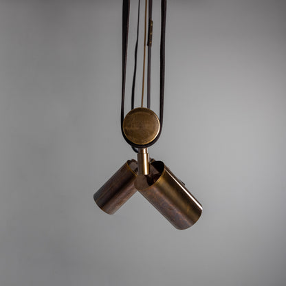 Holmes Linear Island Pendant with Leather Straps, Five-Light