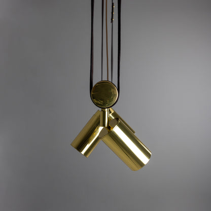 Holmes Linear Island Pendant with Leather Straps, Five-Light