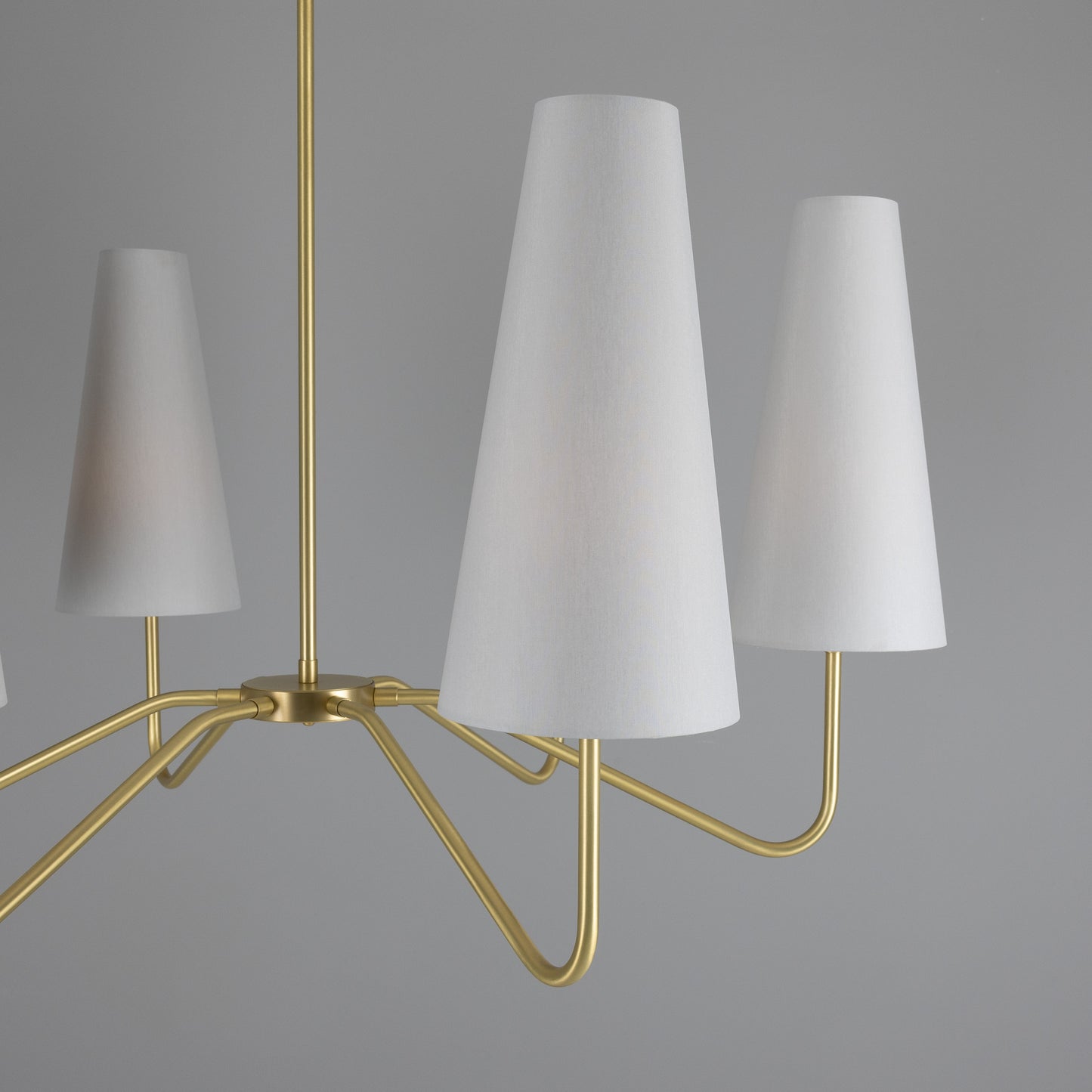 Para Modern Brass Chandelier with Fabric Shades, Six-Arm