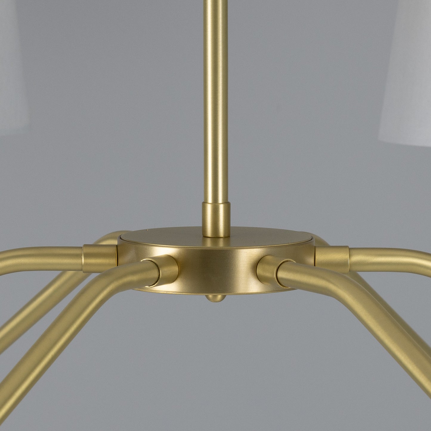 Para Modern Brass Chandelier with Fabric Shades, Six-Arm