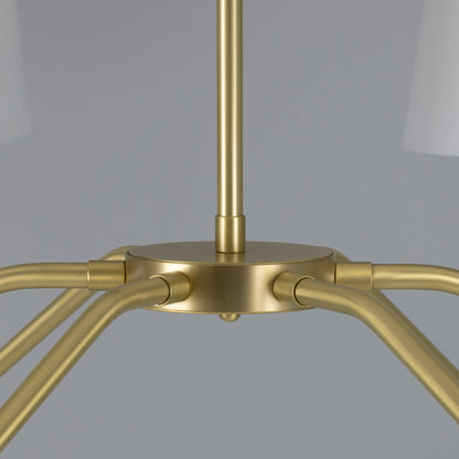 Para Modern Brass Chandelier with Fabric Shades, Six-Arm