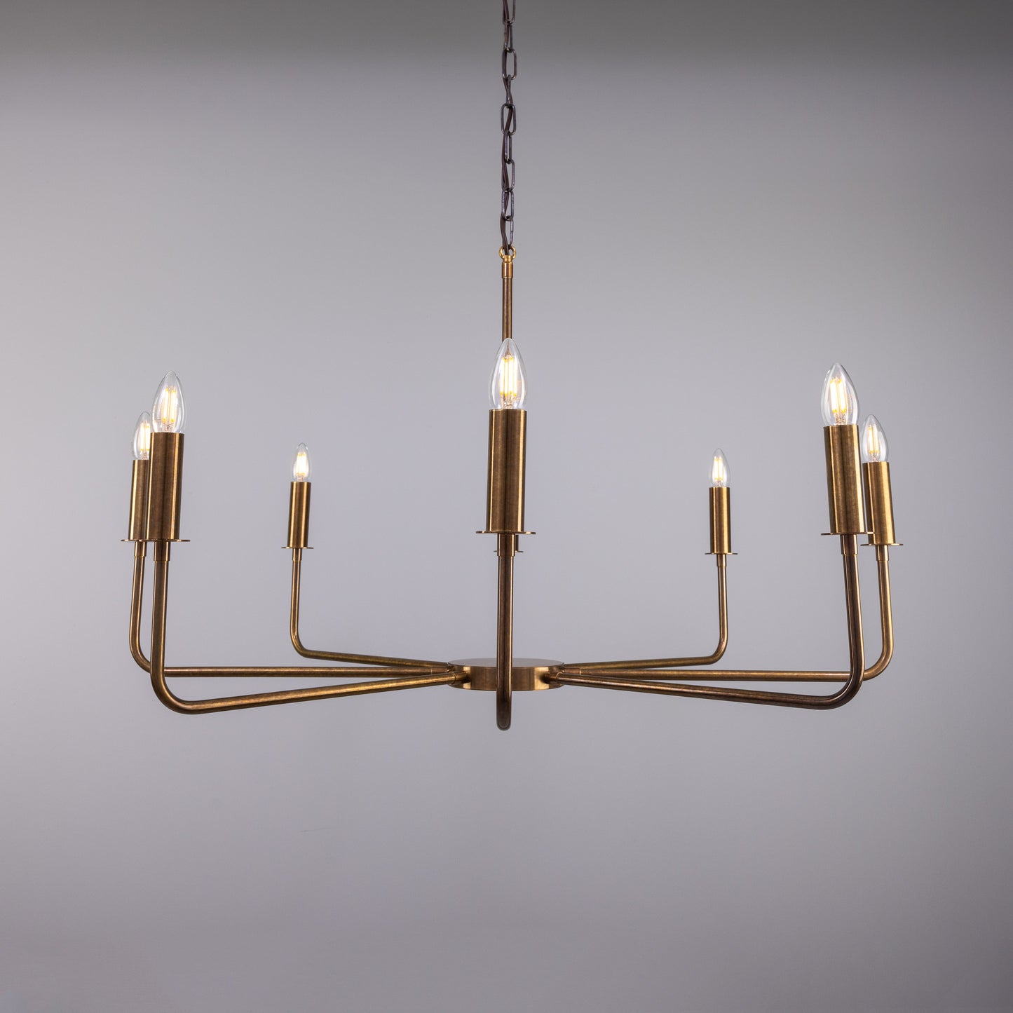 Irvine Modern Brass Chandelier, Eight-Light