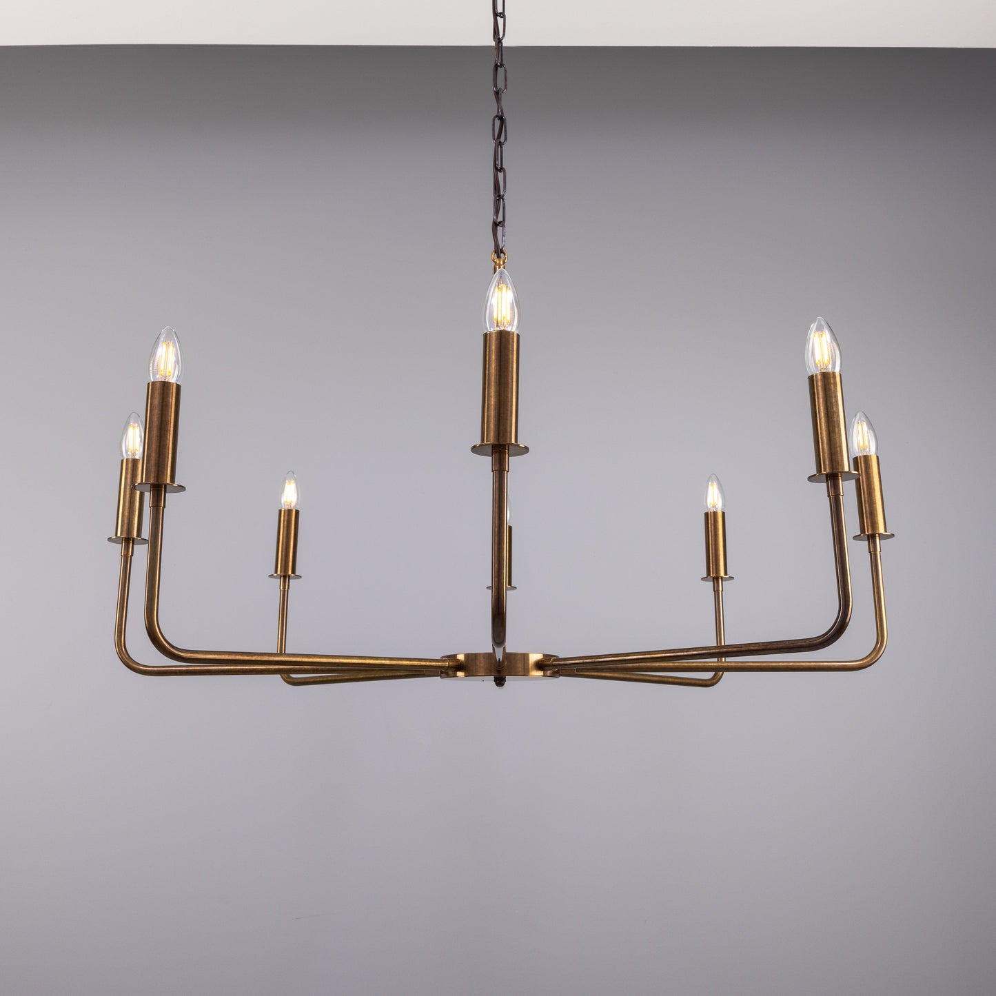Irvine Modern Brass Chandelier, Eight-Light