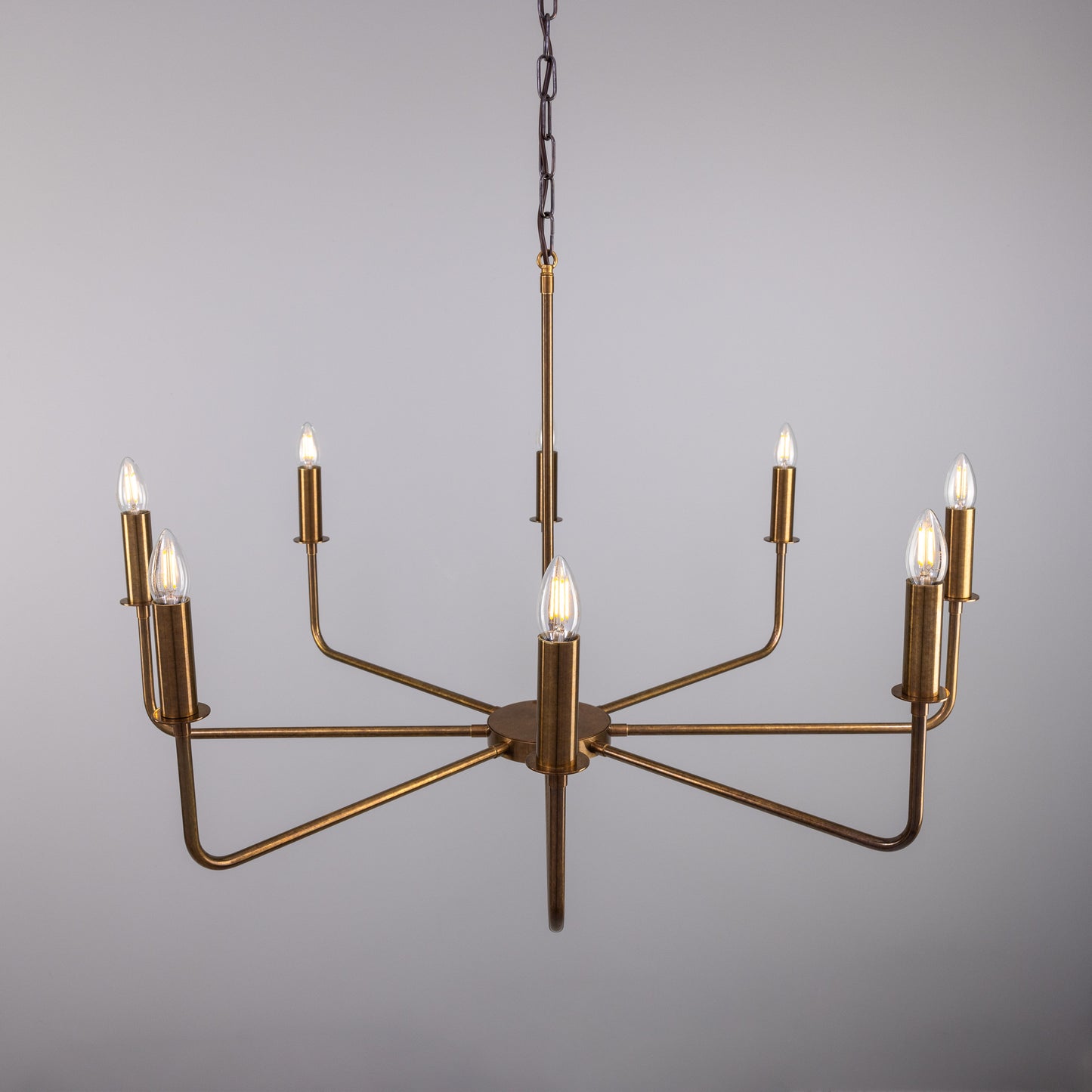 Irvine Modern Brass Chandelier, Eight-Light