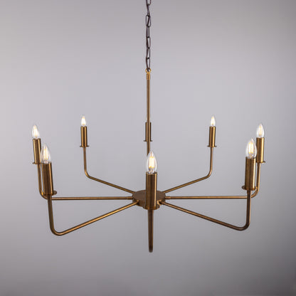 Irvine Modern Brass Chandelier, Eight-Light