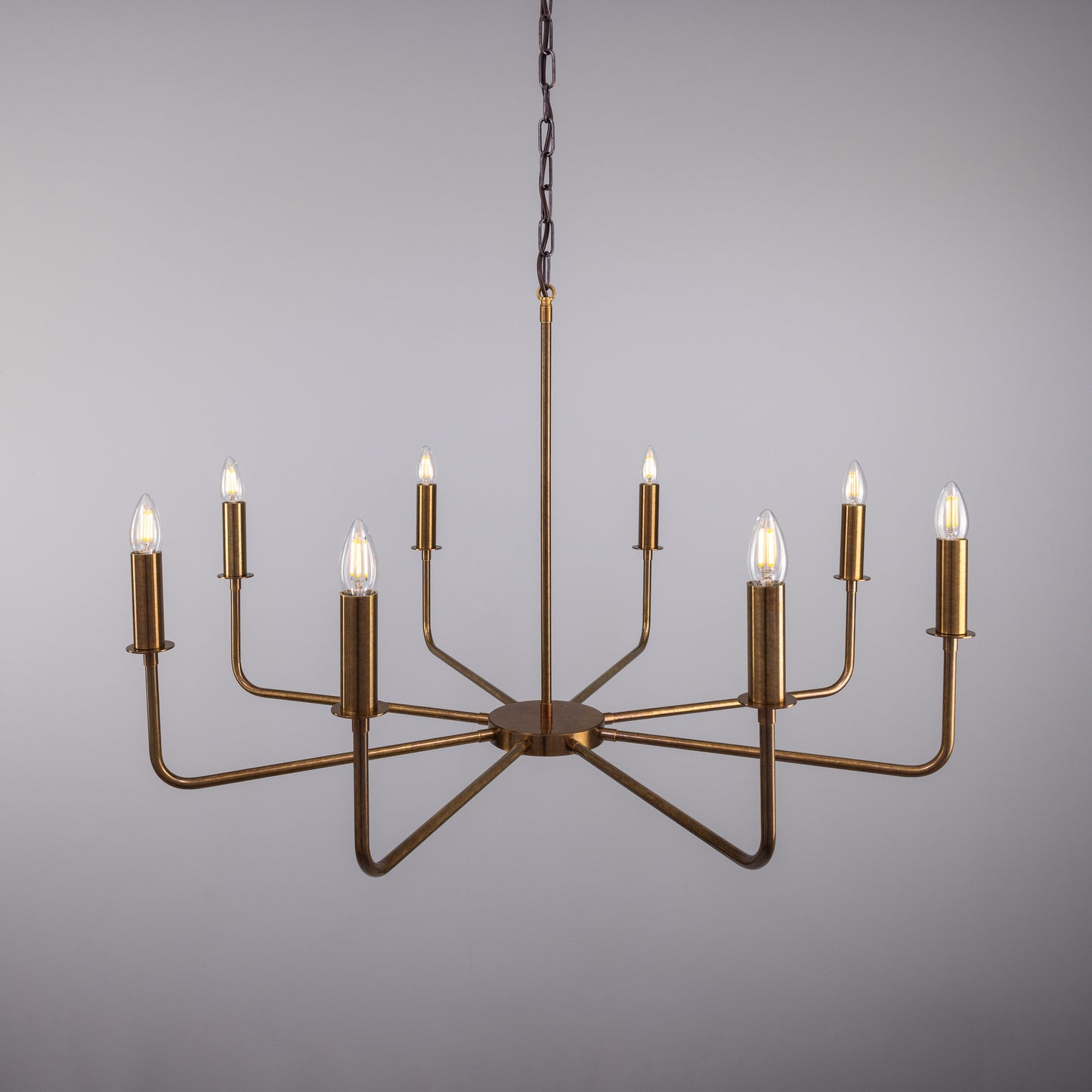 Irvine Modern Brass Chandelier, Eight-Light